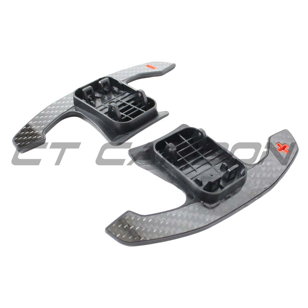 BMW and MINI Fxx Gxx carbon fibre shifter paddles by CT Carbon, showcasing sleek, lightweight racing-inspired accessories.