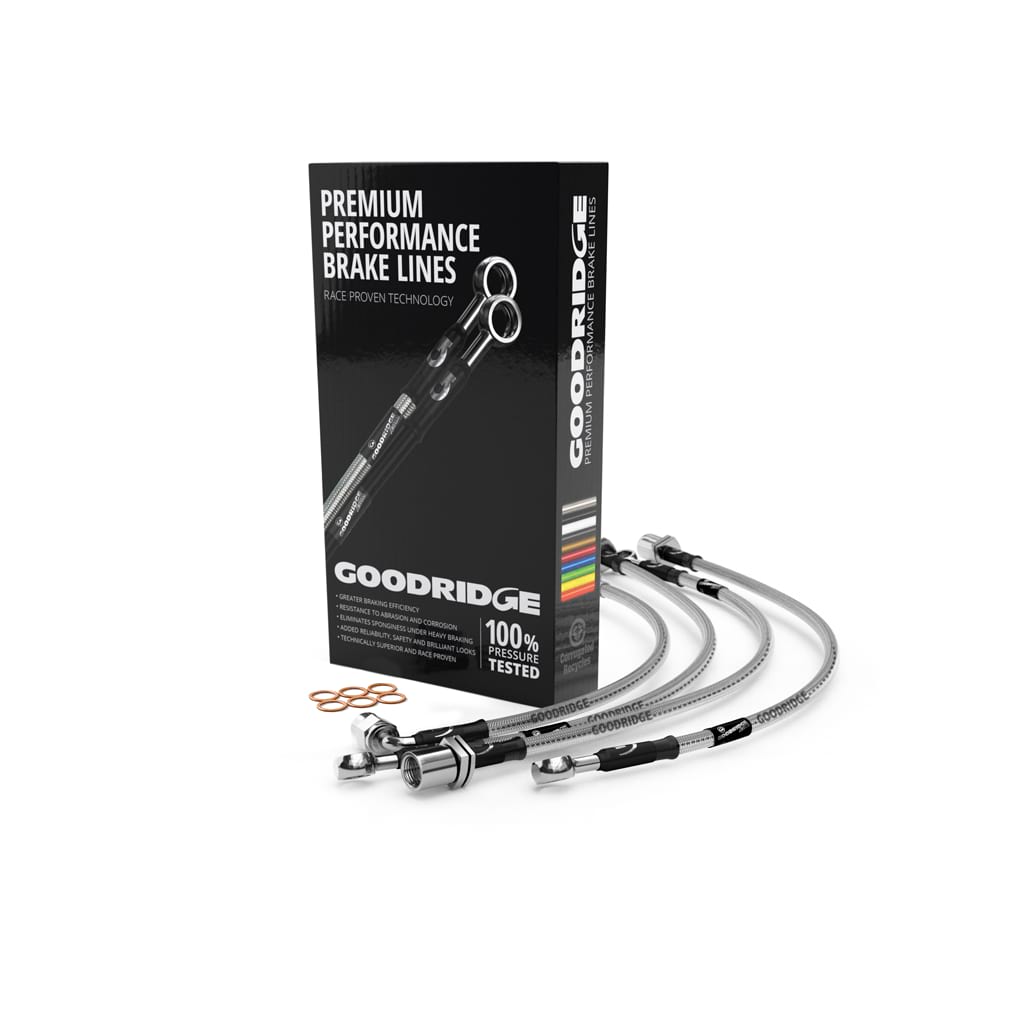 Goodridge brake hose kit for BMW 3 Series G80 M3 Competition xDrive, showing durable braided hoses with fittings.