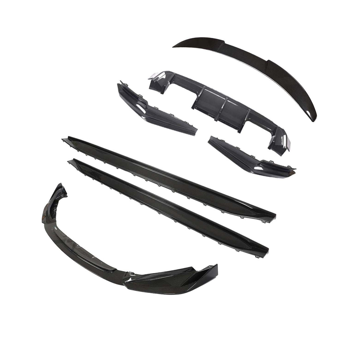 BMW G80 M3 full carbon fiber kit by CT Carbon, showing front splitter and aerodynamic body enhancements on the car.