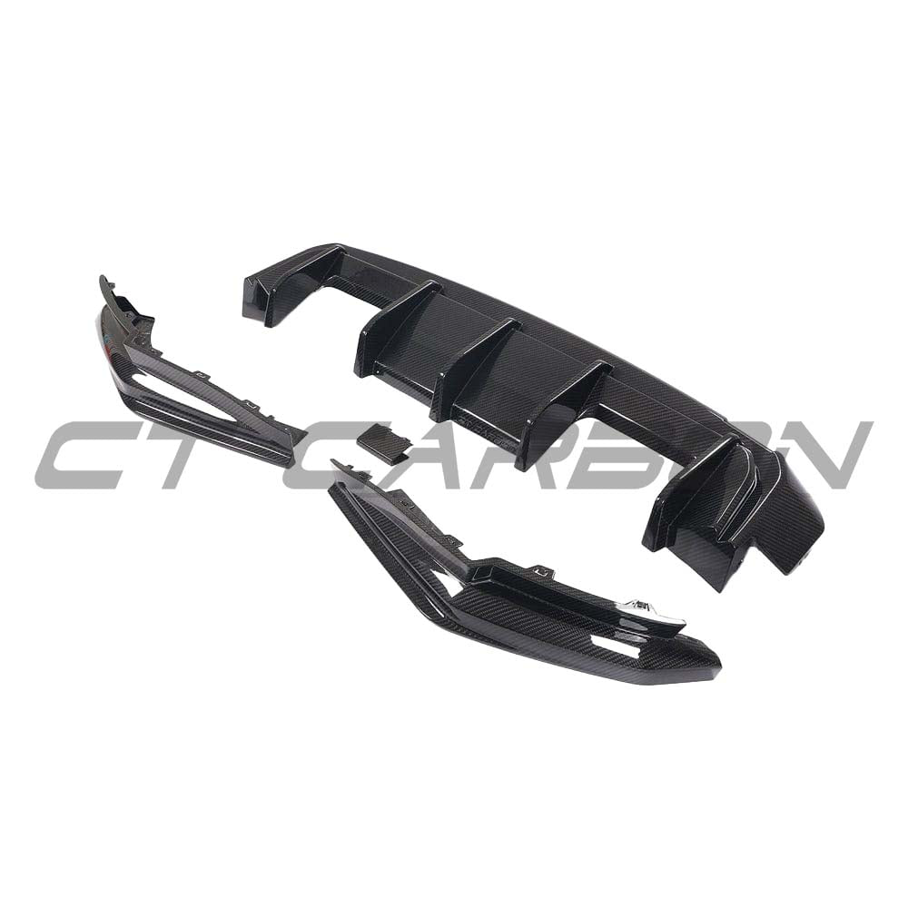 BMW G80 M3 full carbon fibre kit by CT Carbon, showing detailed carbon fibre components on a sporty car vehicle.