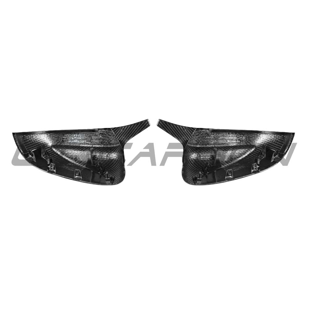 BMW X3, X4, X5, X6, X7 2018+ CT Carbon fiber mirrors, V1 model, close-up view of sleek, lightweight carbon fiber side mirrors.