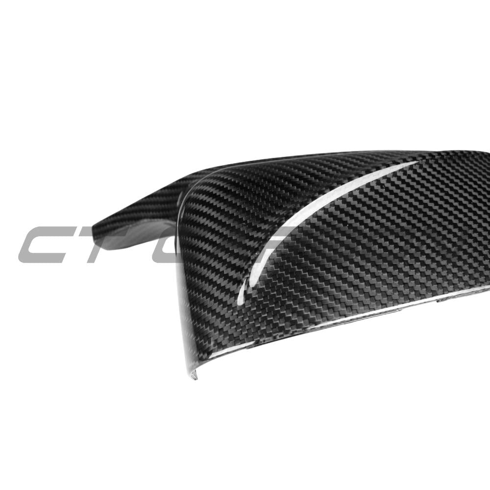 BMW G01 G02 G05 G06 G07 G08 X3 X4 X5 X6 X7 carbon fiber mirrors by CT Carbon, sleek side mirror with carbon fiber finish.