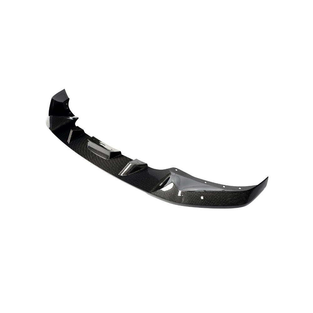 BMW G05 X5 LCI 2023+ CT Carbon V2 carbon fibre splitter, front aerodynamic car accessory, detailed close-up image.