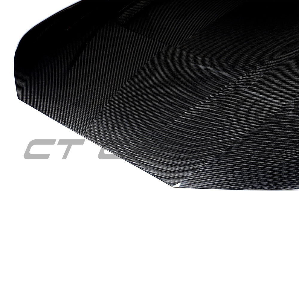 Carbon fiber bonnet for Audi A4/S4/RS4 B9/B9.5 2016-2024, showing the sleek, lightweight hood with textured carbon fiber finish.