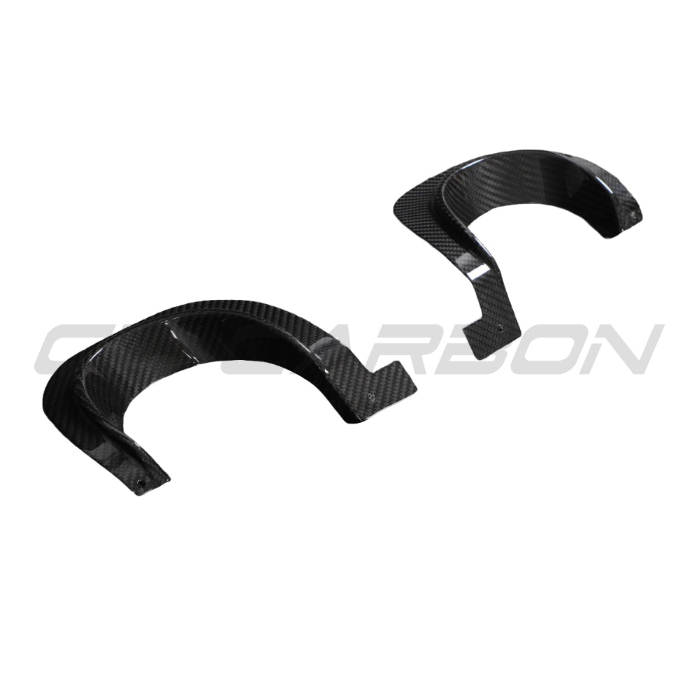 Carbon fiber exhaust trim cover for Toyota Supra A90 2019+ diffuser by CT Carbon, shown on the car's rear.