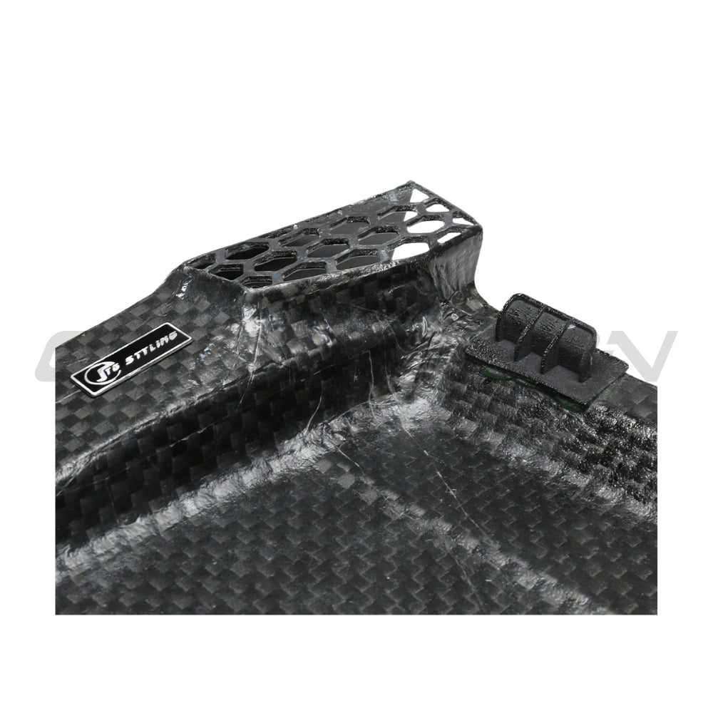BMW M2, M3, M4 G87, G80, G81, G82, G83 carbon fiber engine bay upper trim accessory by CT Carbon, LHD view