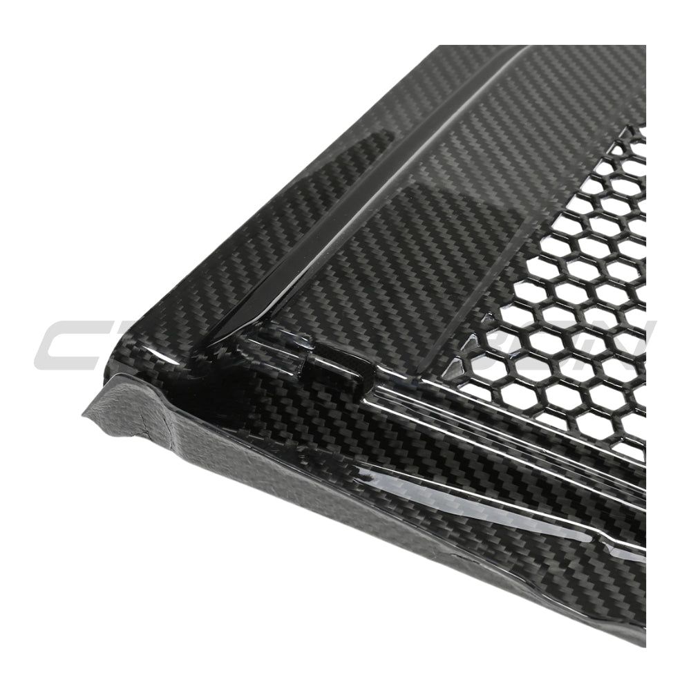 BMW M2 M3 M4 G87 G80 G81 G82 G83 Carbon Fibre Engine Bay Upper Trim accessory by CT Carbon, LHD vehicle, close-up view