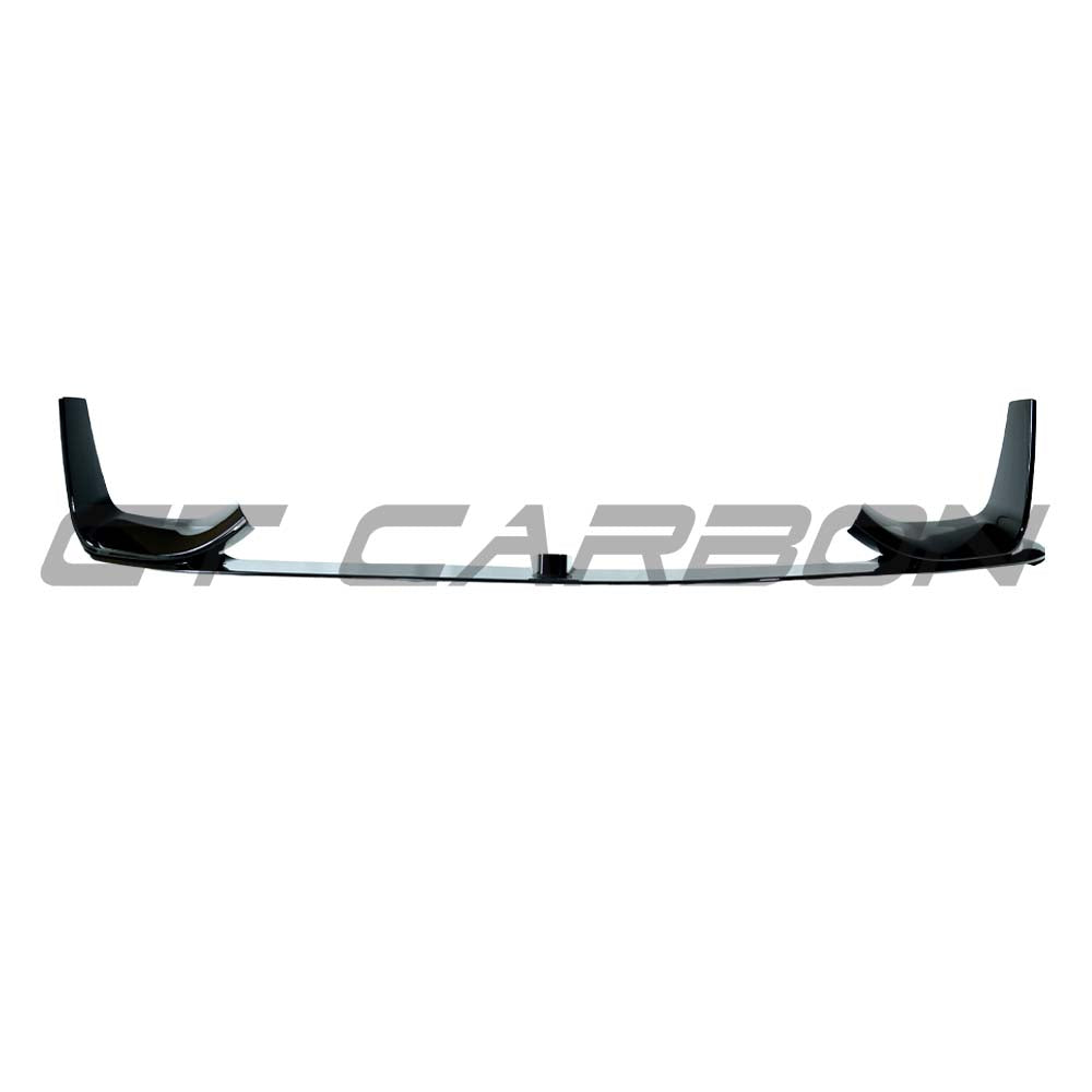 Gloss black splitter for BMW M3/M4 F80/F82/F83 2014-2020 by CT Carbon, shown installed on the front bumper.