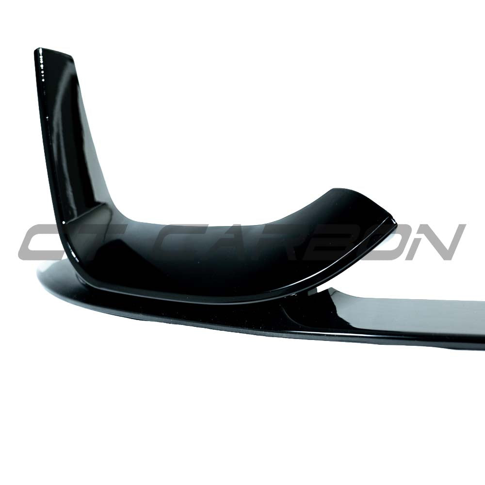 Gloss black carbon fiber splitter for BMW M3 M4 F80 F82 F83 2014-2020 by CT Carbon, front aerodynamic car part.