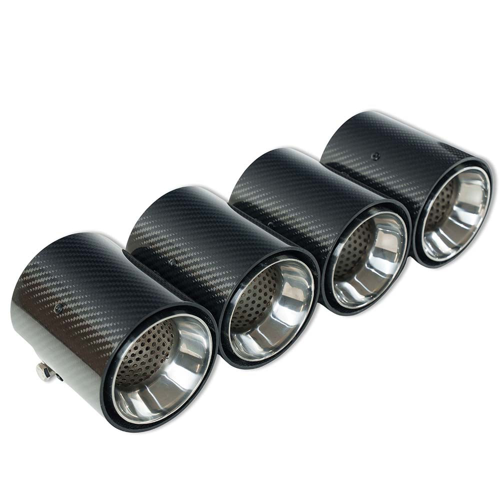 Set of four CT Carbon chrome straight cut exhaust tips for BMW M2, M3, M4 G87/G80/G81/G82/G83 carbon exhaust upgrade