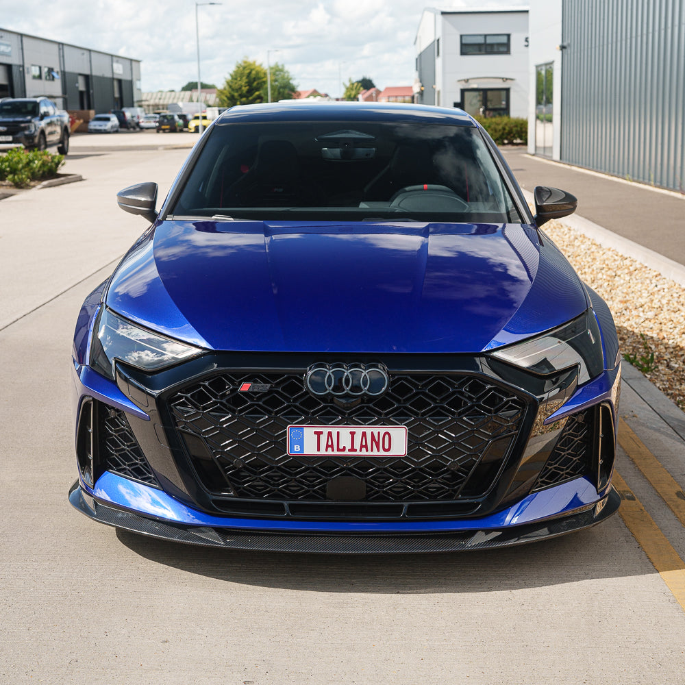 CT Carbon full carbon fiber kit for Audi RS3 8Y 2025+ facelift saloon, featuring aerodynamic body components and precise fitment.