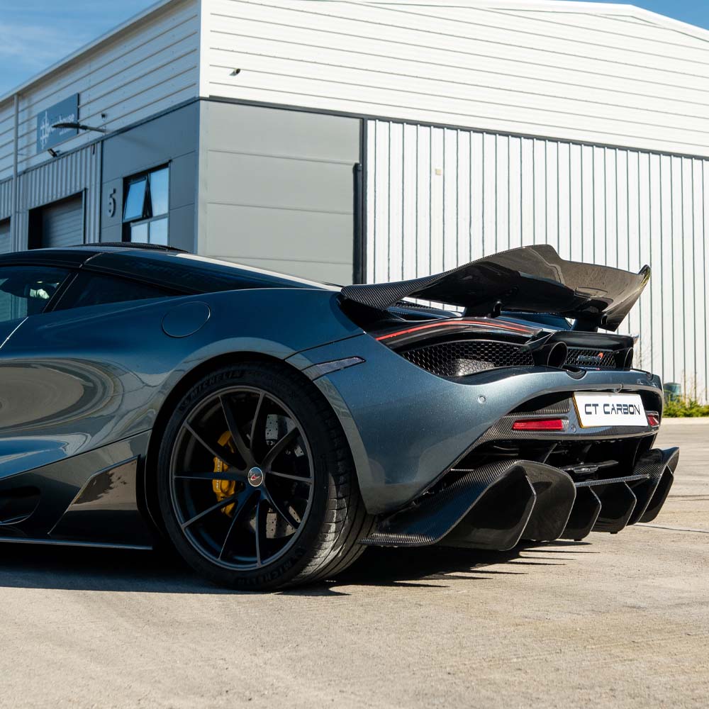 Carbon fiber kit for McLaren 720S by CT Carbon, featuring sleek design components for enhanced performance and style.