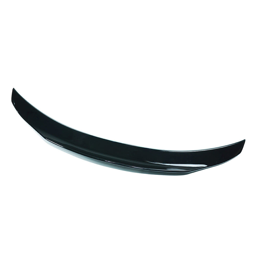 Gloss black CT Carbon spoiler for Mercedes C-Class W205 coupe 2015-2021, shown on the car's rear with sleek, aerodynamic design.