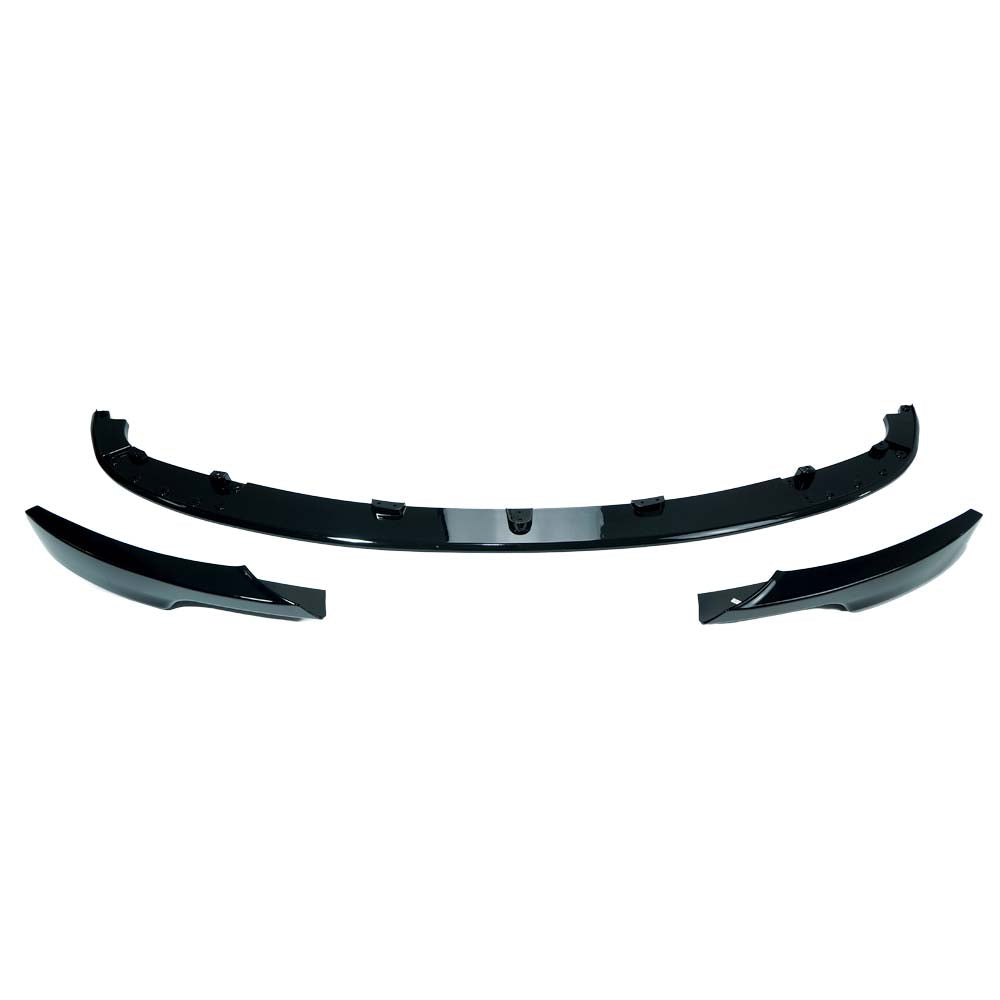 BMW 3 Series E90/E91/E92 LCI V8 gloss black splitter by CT Carbon, showing close-up of aerodynamic car front splitter.
