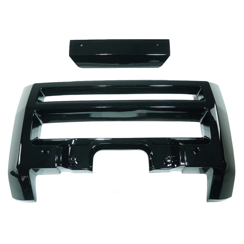 CT Carbon gloss black front bumper trim for Land Rover Defender L663 2020+ front end pack, showing close-up of sleek, durable finish.
