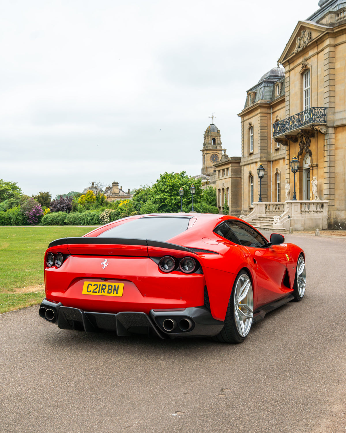 CT Carbon Ferrari 812 Superfast carbon fibre kit V1 displayed on a car, showcasing lightweight, high-performance carbon fibre components.