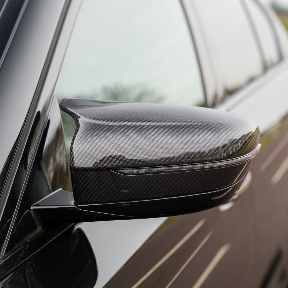 BMW F90 M5 2018-2023 CT Carbon pre-preg carbon fibre RHD side mirrors, high-quality car accessories with a sleek finish