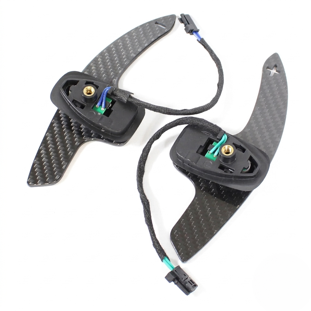 CT Carbon Mercedes AMG carbon fiber shifter paddles for car accessories, showcasing sleek black finish and textured surface design.