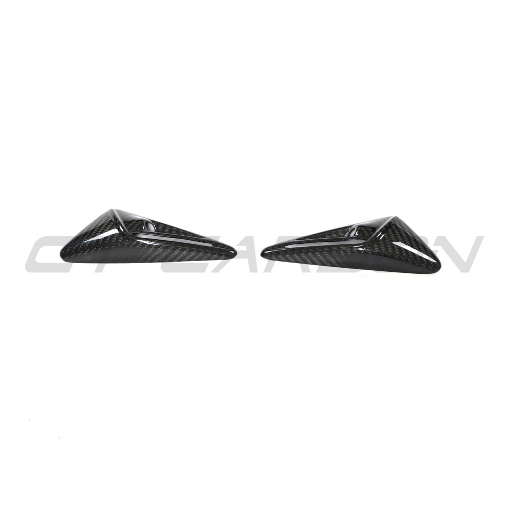 CT Carbon carbon fiber side camera cover for Tesla Model 3 (2017-2023), showing sleek, textured finish on vehicle camera area.