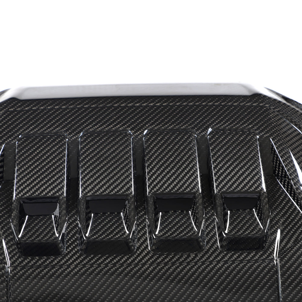 CT Carbon VW Golf MK8 2020+ GTI carbon fibre engine cover accessory showing sleek, lightweight design and textured carbon fiber finish.