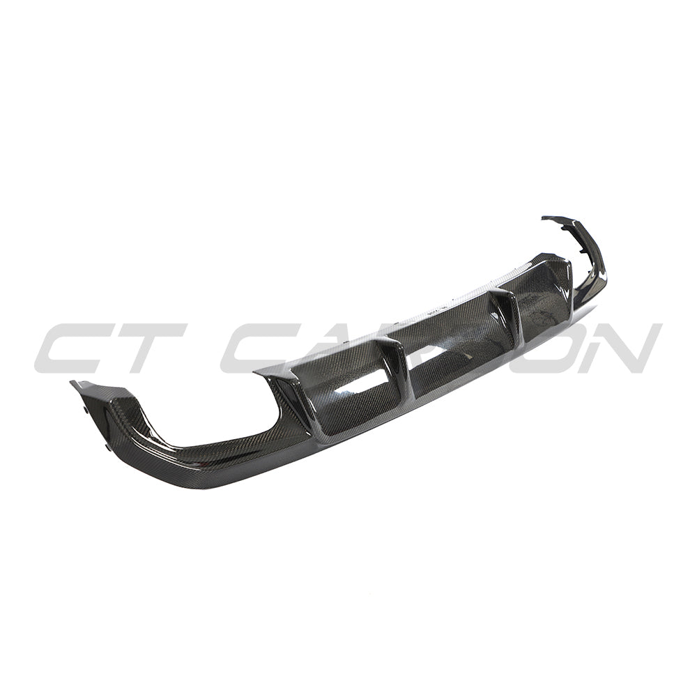 BMW G26 4 Series 2020+ CT Carbon V2 diffuser with carbon fiber finish, showcasing its sleek aerodynamic design.