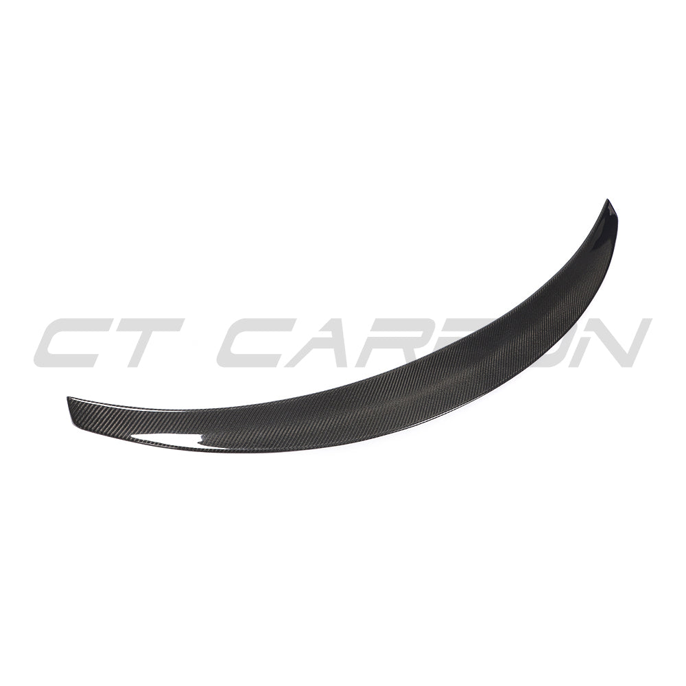 CT Carbon Tesla Model 3 2017-2023 V4 carbon fibre spoiler installed on the rear of the vehicle.