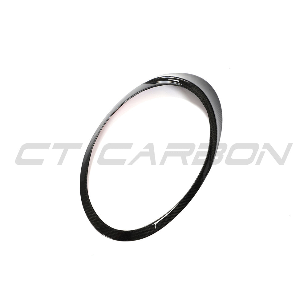 Carbon fiber headlight eyebrows for Porsche 991 911 (2012-2021) by CT Carbon, enhancing vehicle style and protection.