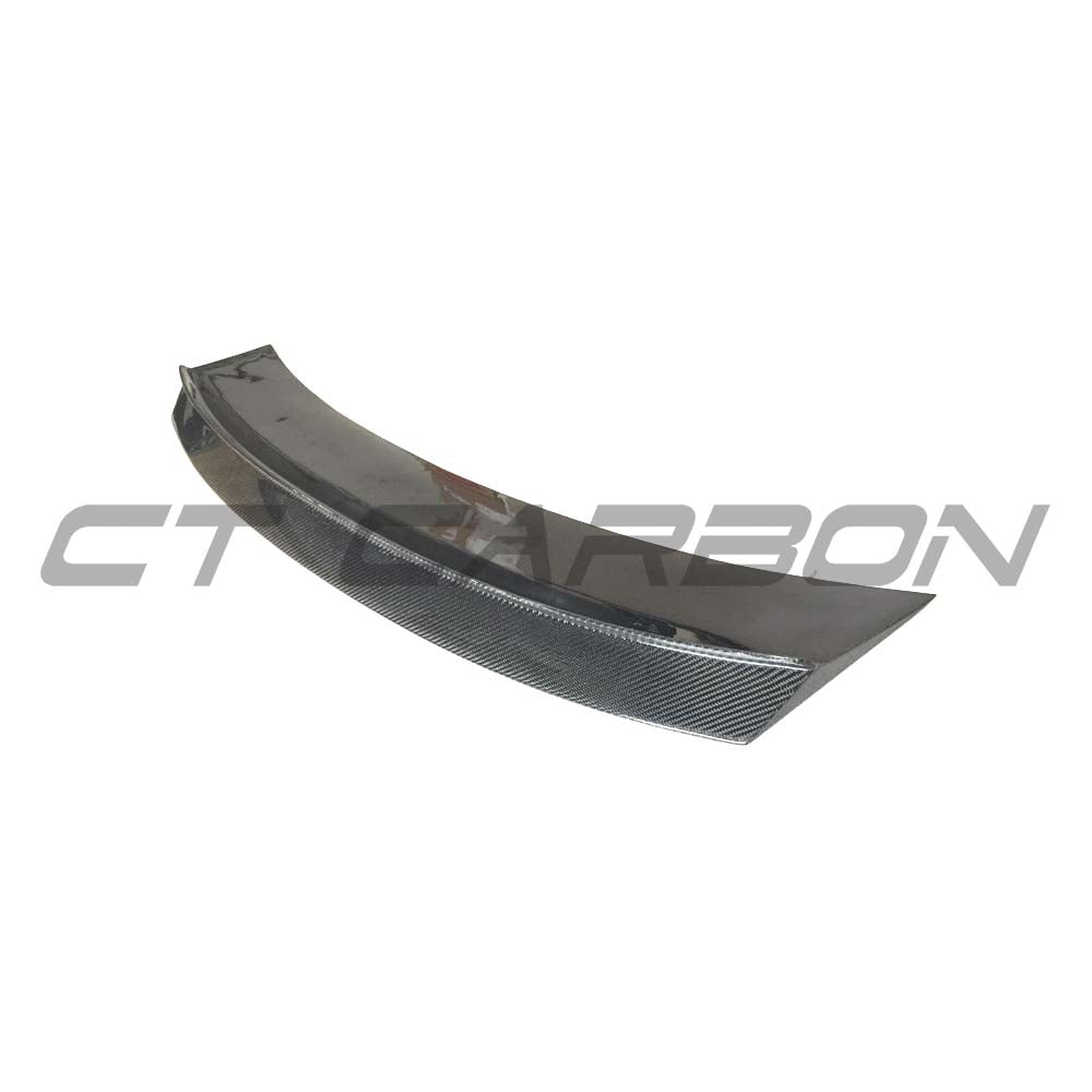 Audi TT/TTS MK3 carbon fiber spoiler by CT Carbon, showing sleek aerodynamic design and high-quality finish.