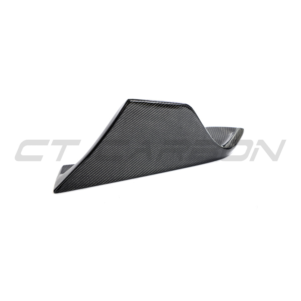 CT Carbon Toyota Supra 2019+ A90 carbon fiber front bumper corners, close-up view of sleek automotive accessories.