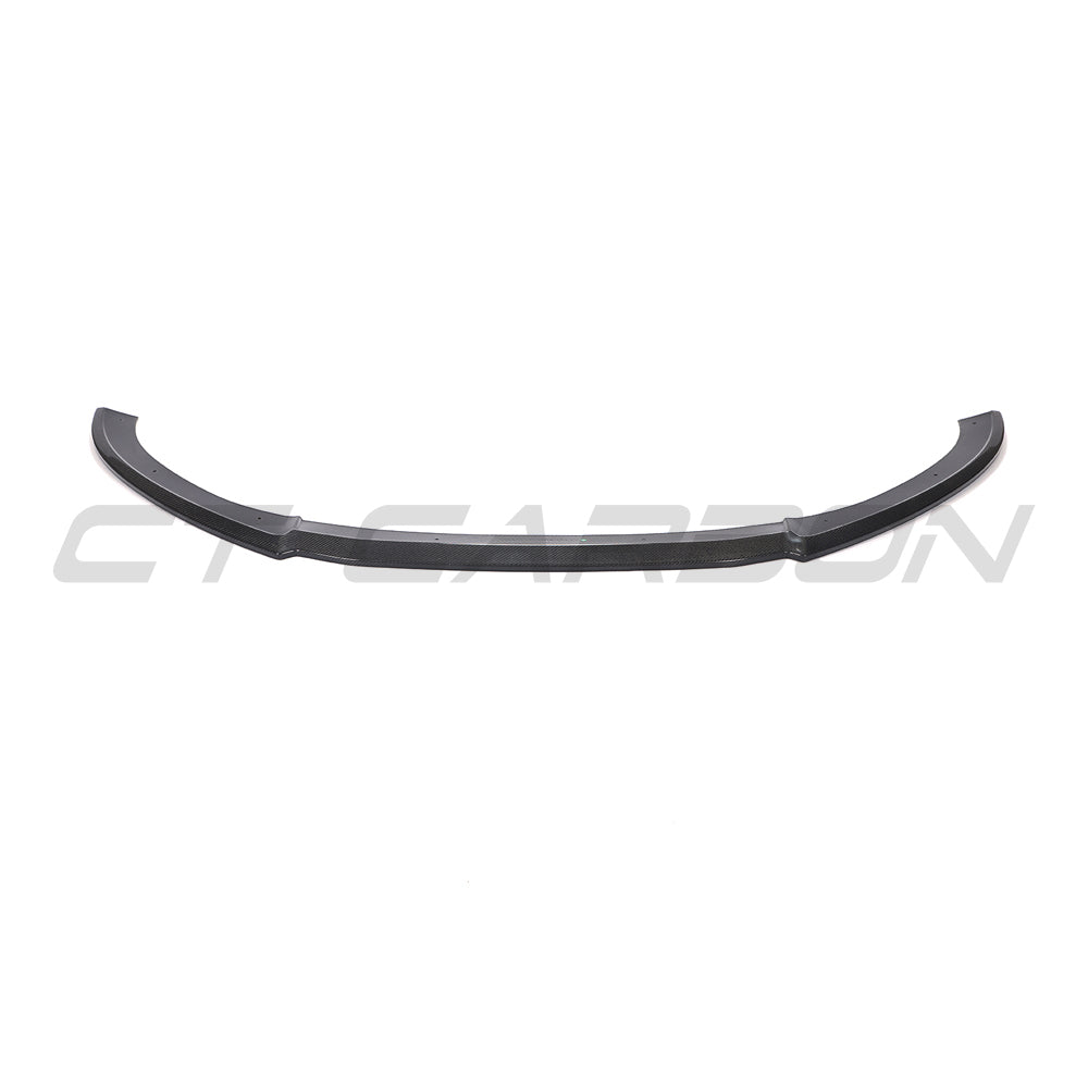 Carbon fiber splitter for Audi RS6 C7/C7.5 2013-2018 by CT Carbon, showing the sleek, textured aerodynamic front accessory.