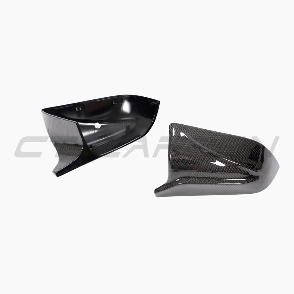 Tesla Model 3 2017+ carbon fibre mirror caps by CT Carbon, sleek and lightweight exterior accessories, V2 design.