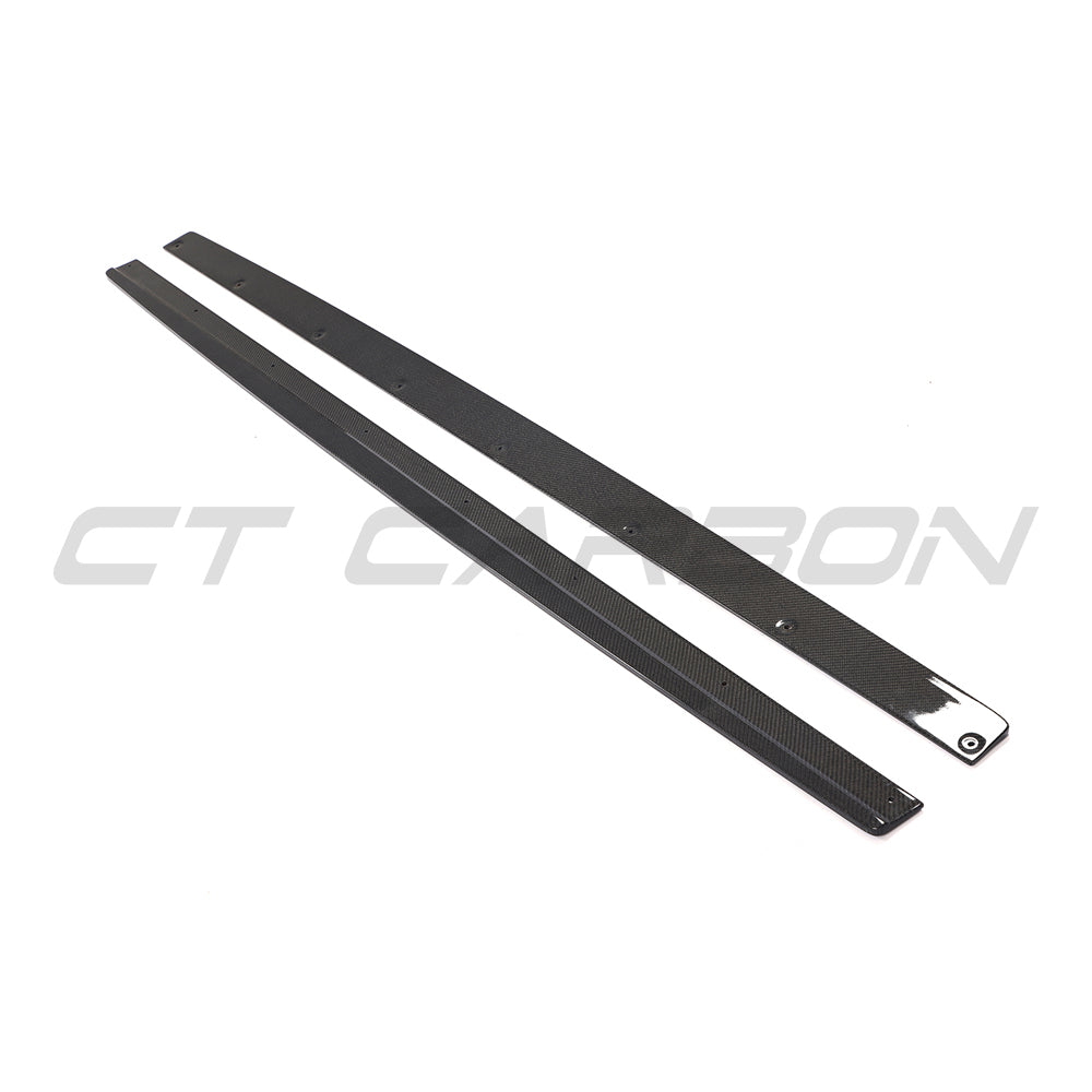 Carbon fibre side skirts for Audi RS6 C7/C7.5 2013-2018 by CT Carbon, showcasing sleek aerodynamic design and high-quality finish.