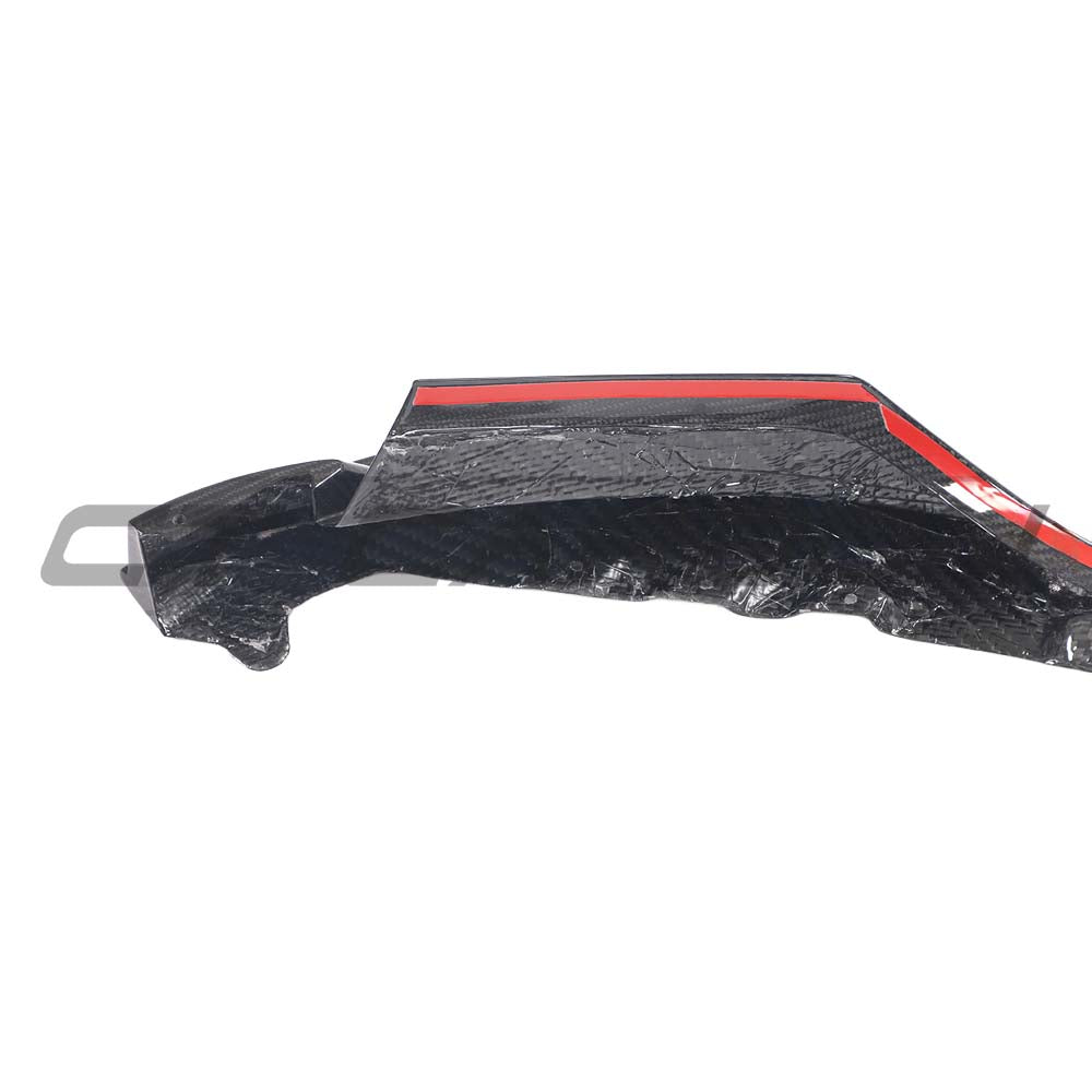 BMW M3 M4 G80 G82 G81 G83 carbon fibre splitter by CT Carbon, V2, showcasing the sleek aerodynamic design and lightweight construction.