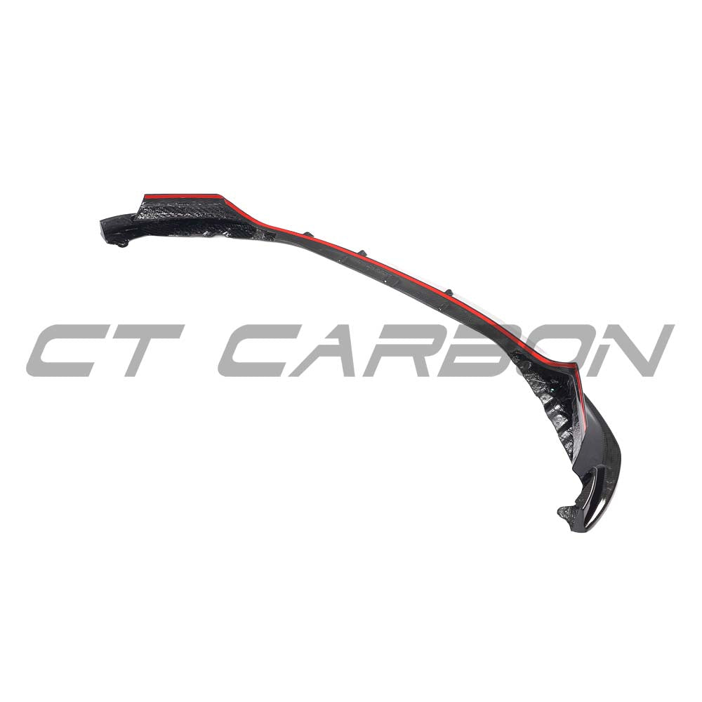BMW M3 M4 G80 G82 carbon fibre splitter by CT Carbon, V2 style, showcasing sleek aerodynamic design and high-quality construction.