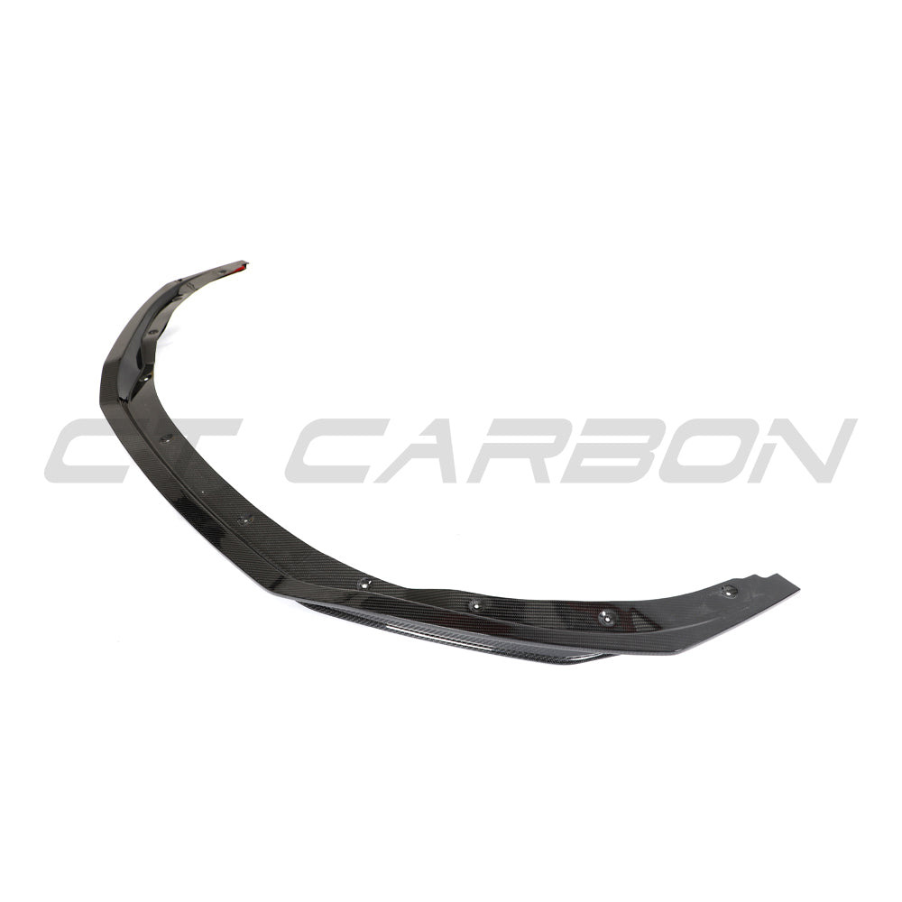 CT Carbon Audi R8 V10 Gen 2.5 carbon fibre splitter installed on front of sports car, showcasing aerodynamic racing design.