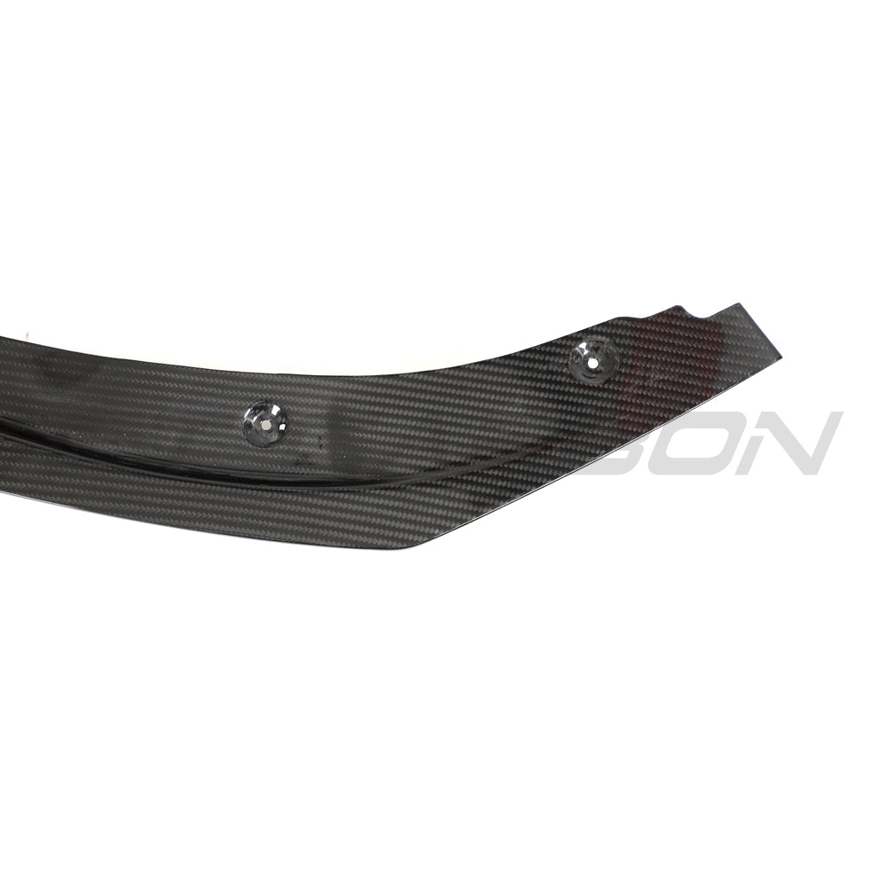 CT Carbon Audi R8 V10 Gen 2.5 carbon fibre splitter installed on the front of the sports car.