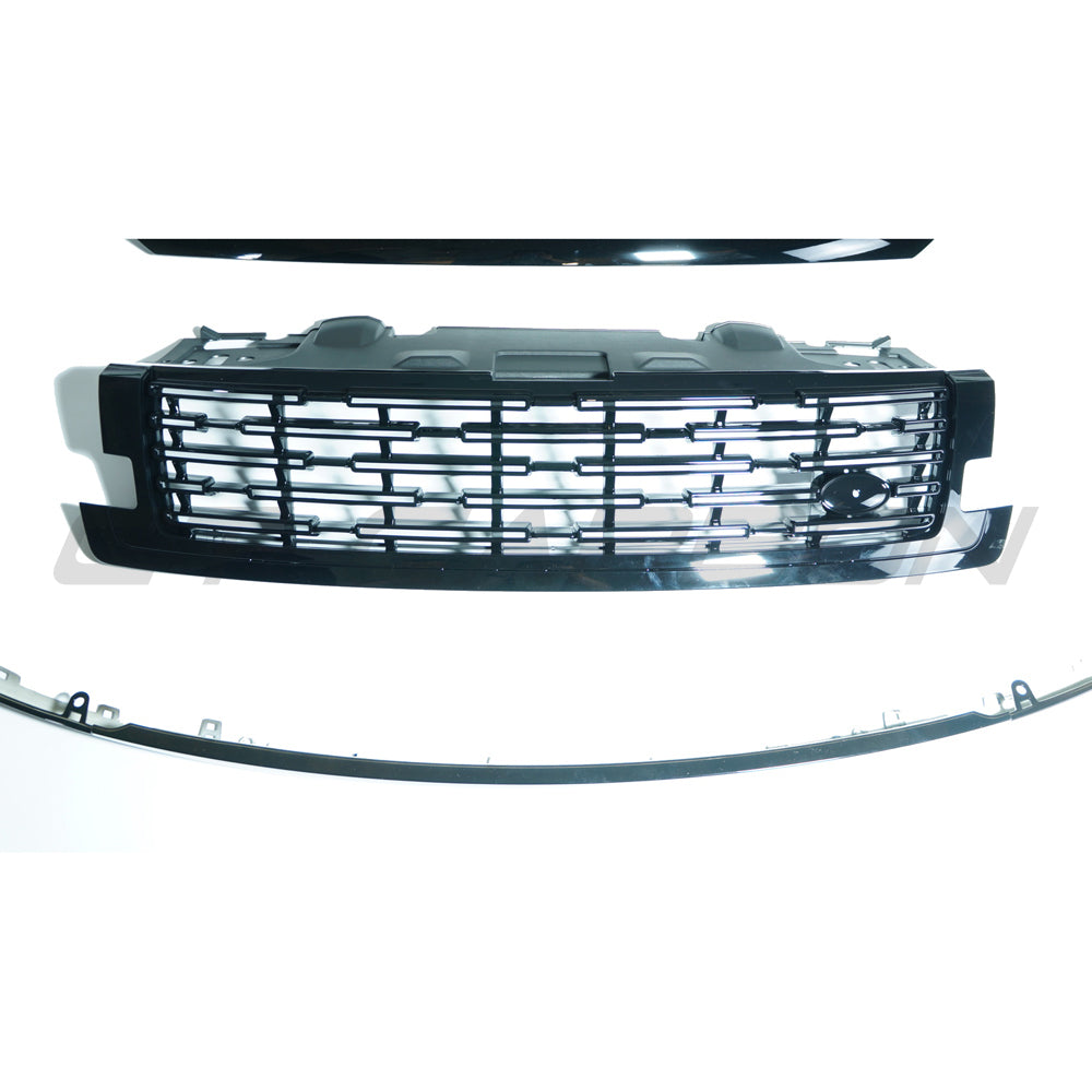 Black full trim pack kit for Range Rover L460 2022+ by CT Carbon, featuring sleek black exterior accents and detailing.