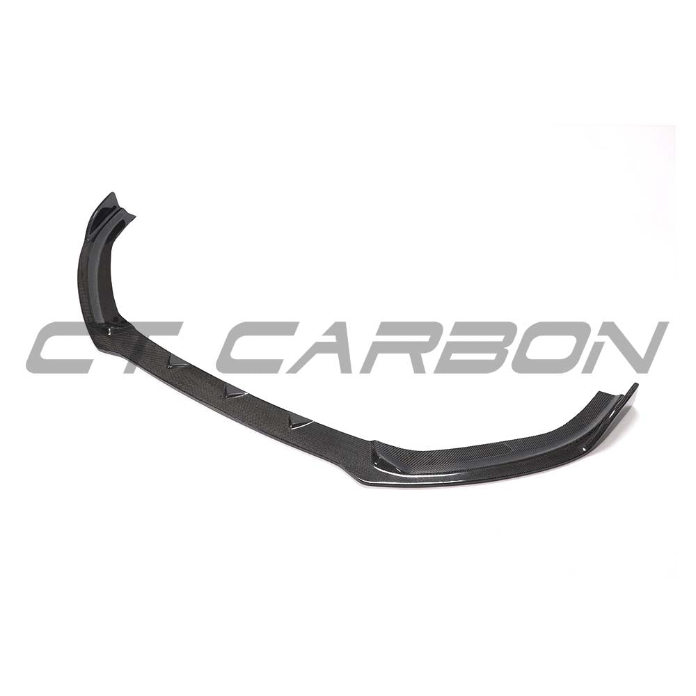 CT Carbon Audi A3 S-Line and S3 facelift saloon 8V carbon fibre splitter, showcasing sleek aerodynamic design and textured finish.