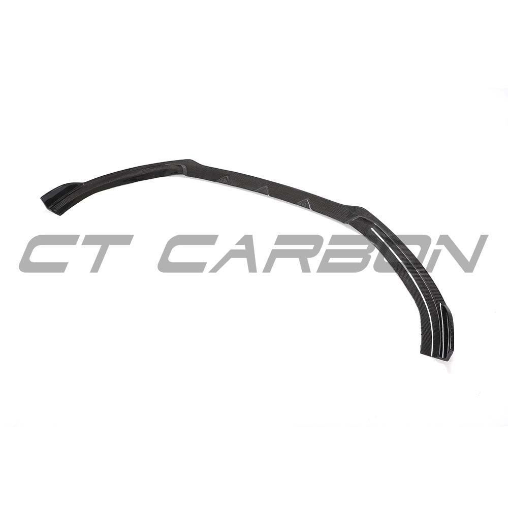 CT Carbon Audi A3 S-Line and S3 facelift saloon carbon fibre splitter on the front bumper, showcasing sleek aerodynamic design.