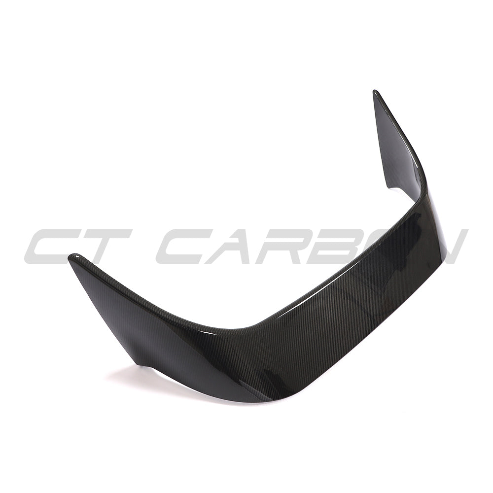 Toyota Supra 2019+ A90 carbon fibre spoiler by CT Carbon, showing the sleek, aerodynamic wing installed on the sports car.