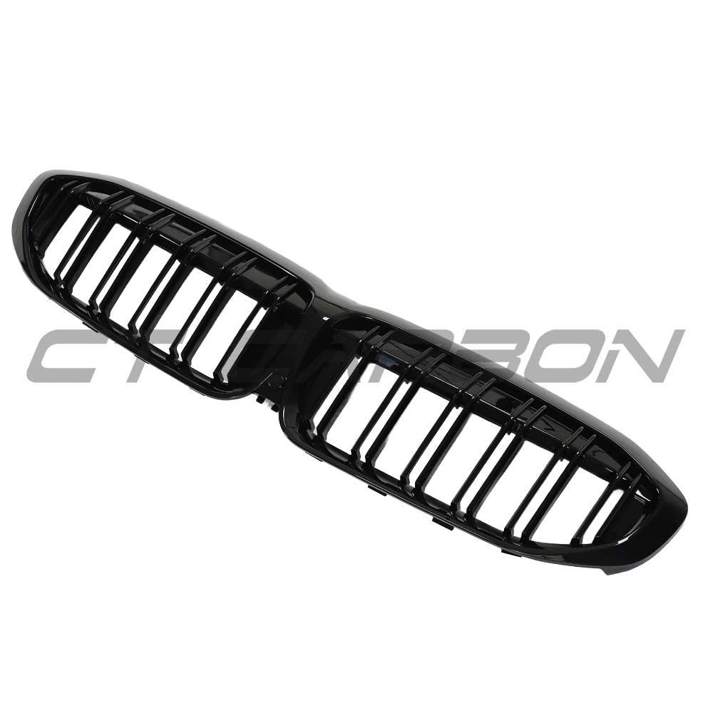 BMW 3 Series G20 G21 2018-2022 gloss black grille by CT Carbon, showing the sleek, shiny front grille design.