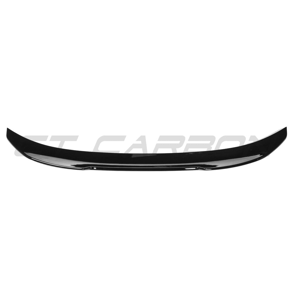 BMW 3 Series F30 CT Carbon V3 gloss black spoiler installed on vehicle, showcasing sleek aerodynamic design.