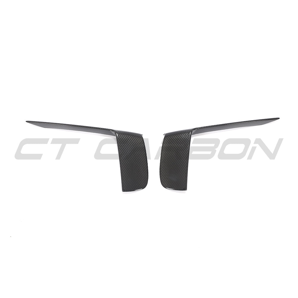 CT Carbon Porsche 911 991.2 GT3RS 2018-2020 carbon fibre front bumper trim covers, close-up of sleek, lightweight accessories.