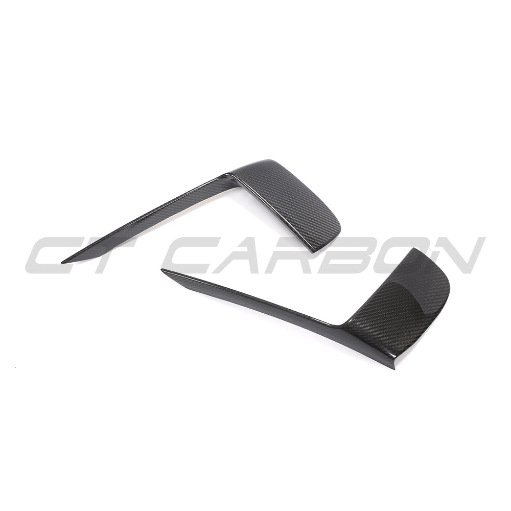 CT Carbon Porsche 911 991.2 GT3RS 2018-2020 carbon fibre front bumper trim covers, showcasing sleek, lightweight car accessory.