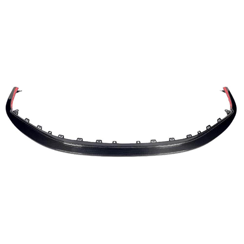 CT Carbon Porsche 911 (992.1) Carrera 2019-2024 dry carbon fibre splitter V1, with detailed close-up of aerodynamic design.