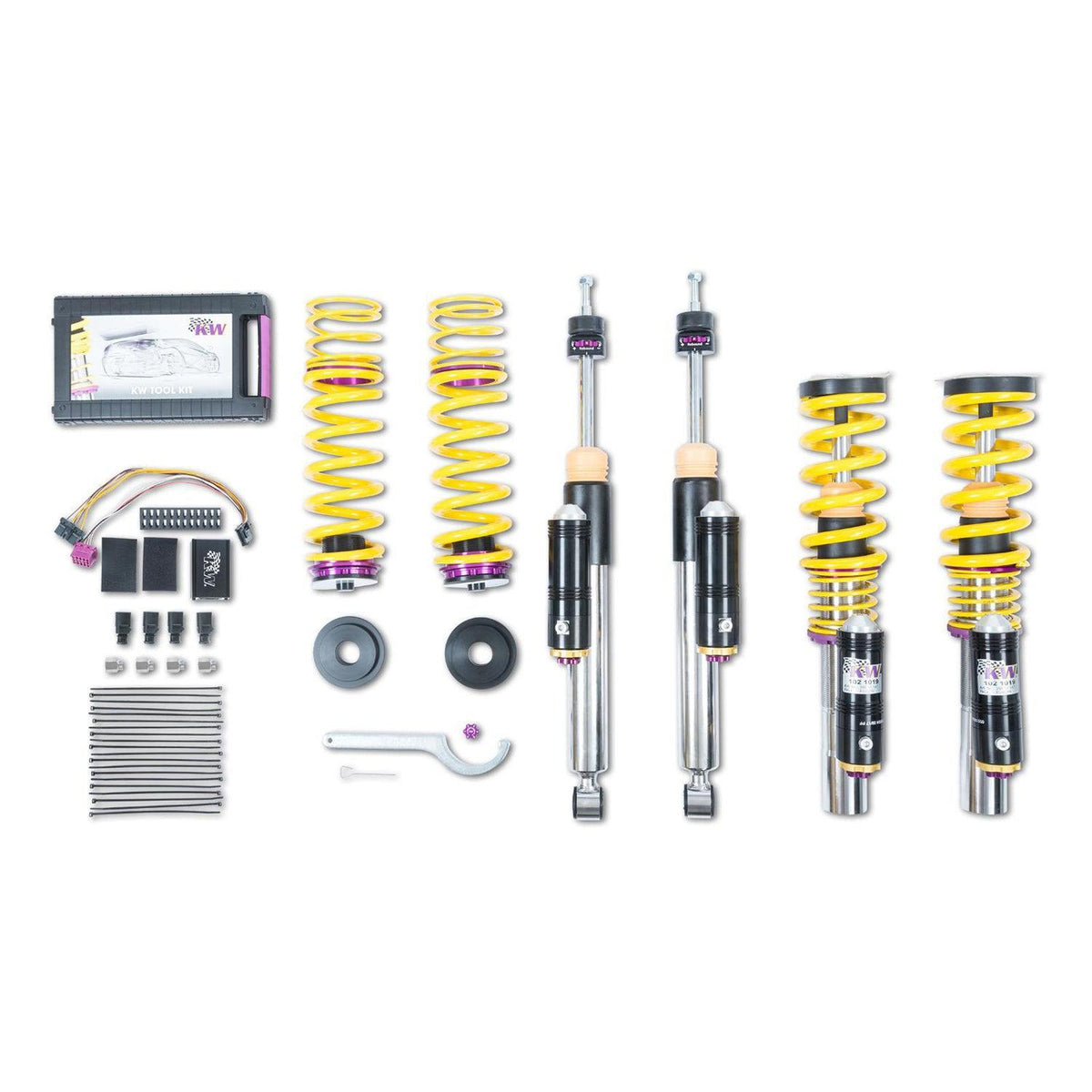 KW Suspension V4 3-way adjustable coilover kit for Audi RS6 and RS7 C7 suspension upgrade system.