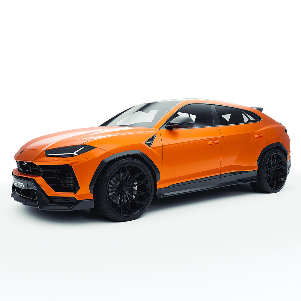 Lamborghini Urus full carbon fiber kit by CT Design V2, featuring detailed carbon fiber components on the car's exterior.