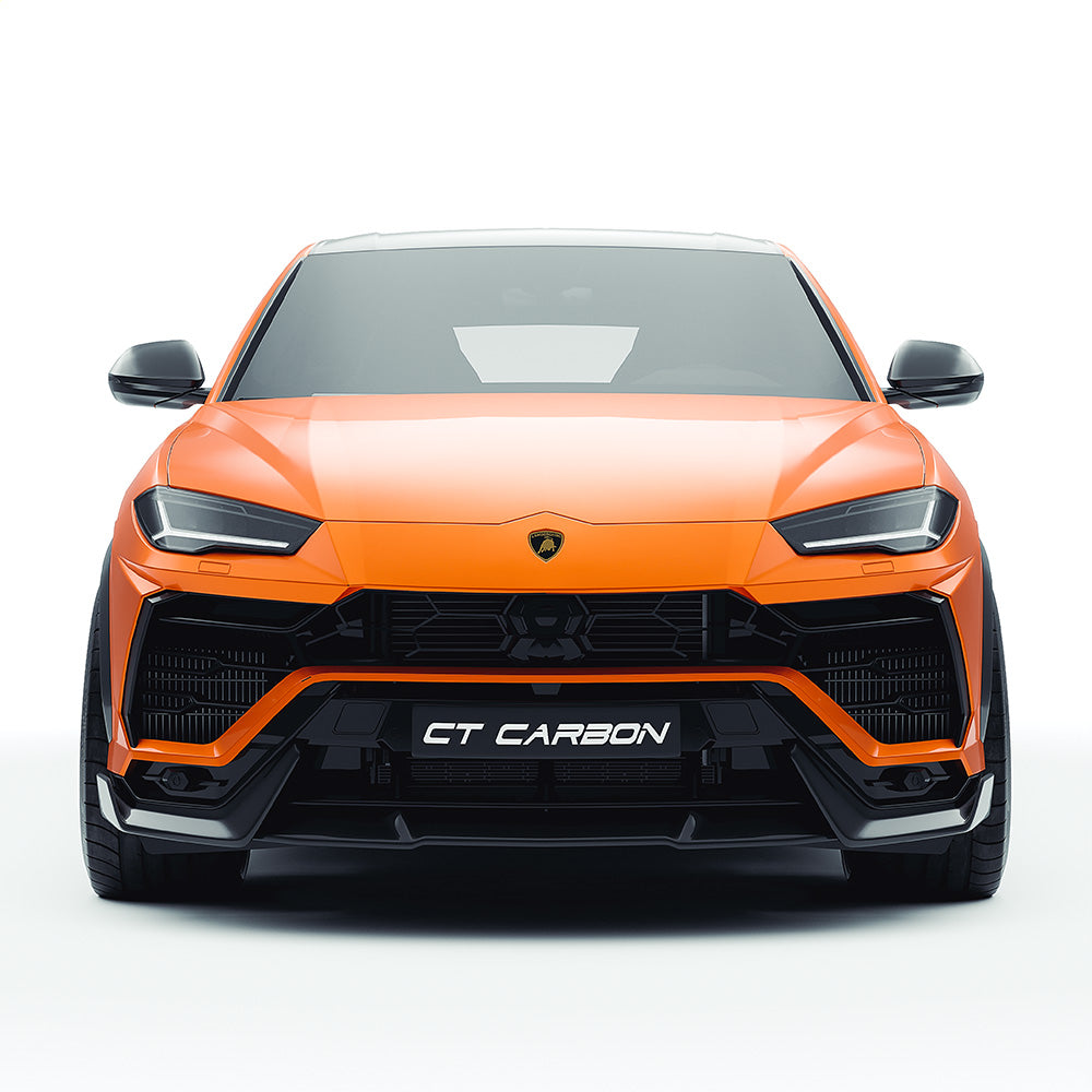 Lamborghini Urus full carbon fibre kit by CT Design V2, showing detailed carbon fibre components on the SUV.