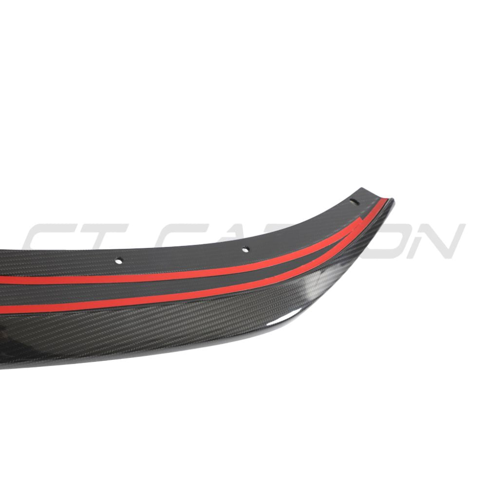 Lotus Emira carbon fibre front splitter by CT Design, showcasing sleek, aerodynamic car splitter with detailed carbon fibre weave.