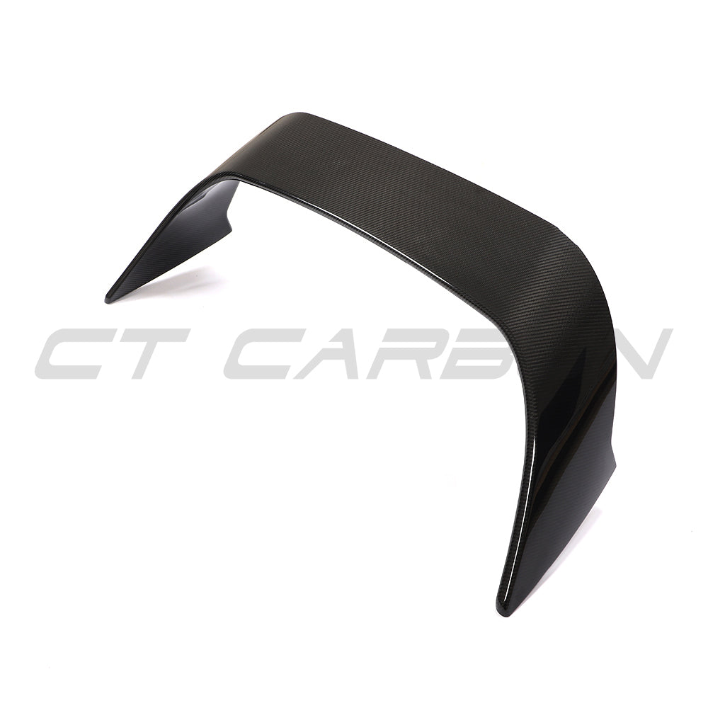 Toyota Supra 2019+ A90 carbon fiber spoiler by CT Carbon, showcasing sleek aerodynamic design and high-quality matte finish.
